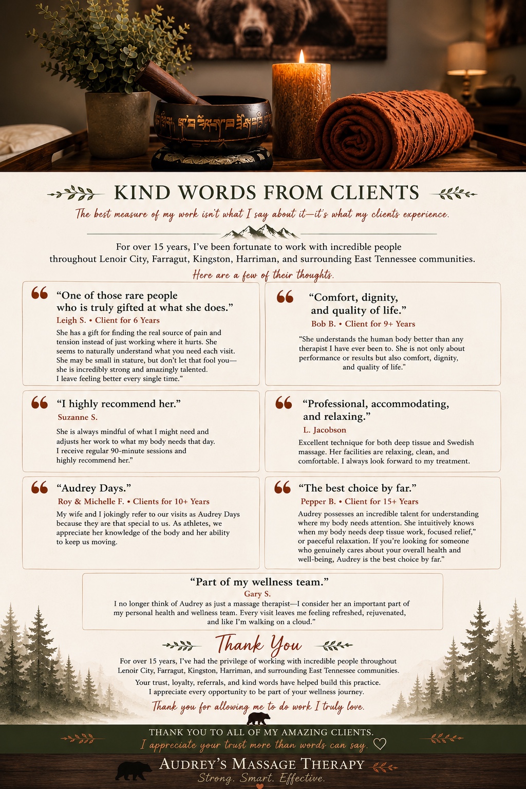 Kind Words From Clients review poster.